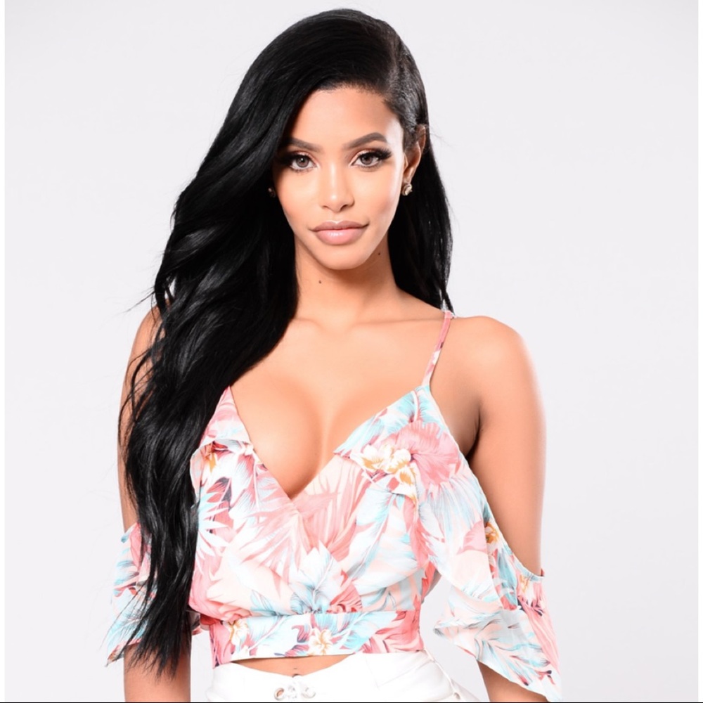 Tropical Off-The-Shoulder Crop Top